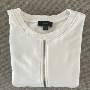 Diesel Cream Crop Front Sweatshirt with reverse Zip in front. Size X Small